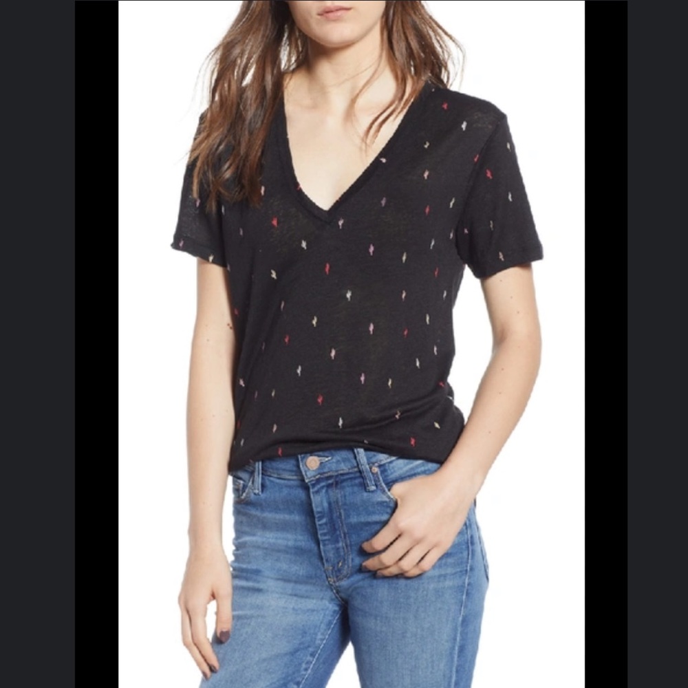 RAILS CARA TEE - BLACK RAINBOW CACTUS S